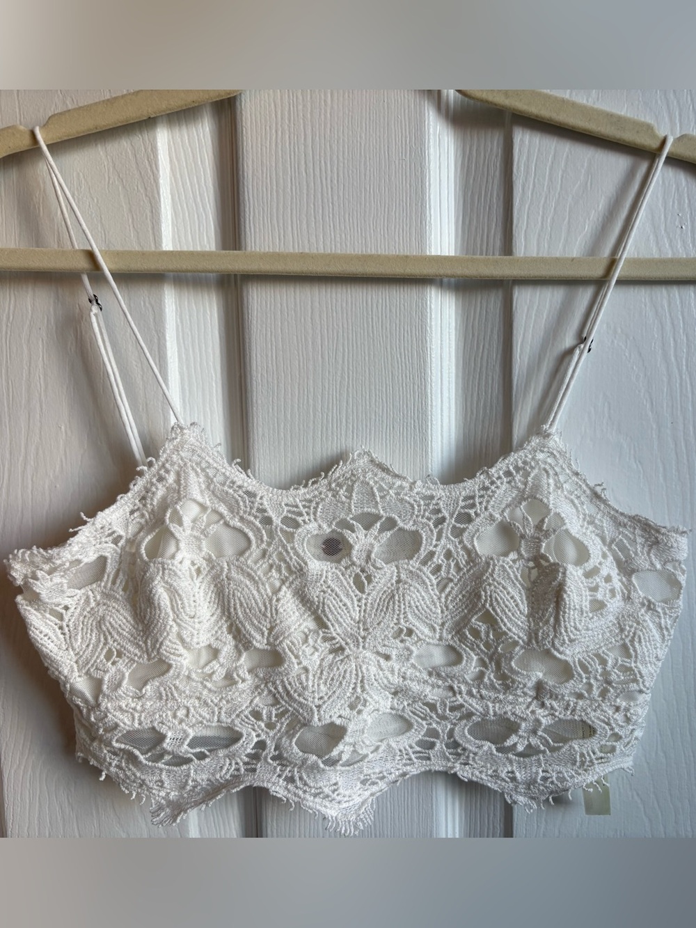 Free People White Athena Bralette, Size Medium